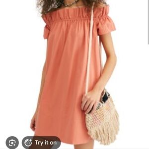 Free People Off The Shoulder Coral Mini Dress